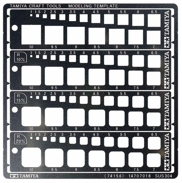 74156, Modeling Template (Square, 1-10mm), Tamiya.