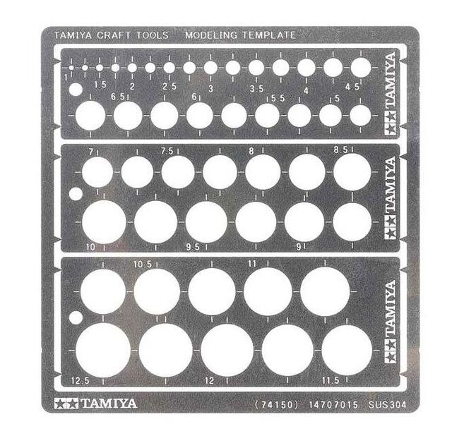 74150, Modeling Template (Round, 1-12.5mm), Tamiya.