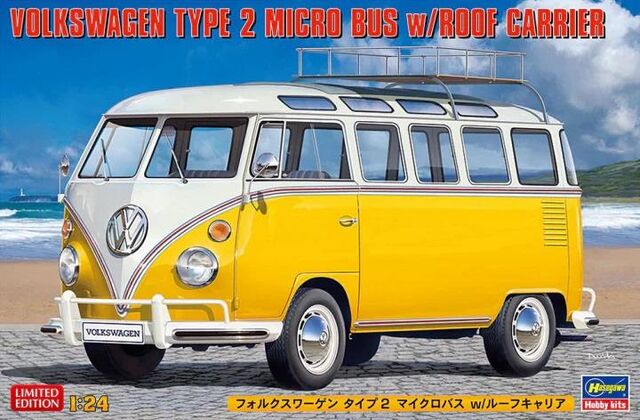 20689, Volkswagen Type 2 Micro Bus w/Roof Carrier, 1/24, Hasegawa.