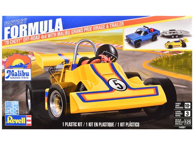 14851, '78 Chevy Off Road 4x4 with Malibu Grand Prix Virage Trailer, 1/25, Revell.