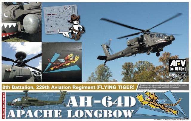 72S01, AH-64D Apache Longbow 8th Batalion, 229th Aviation Regiment, 1/72, AFV Club.