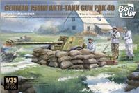 051, German 75MM Anti-Tank Gun Pak 40 w/Winter Artillerie Crew, 1/35, Border.