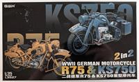 L3527, WWII German Motorcycle R75 & KS7500, 1/35, Great Wall Hobby. L3527, WWII German Motorcycle R75 & KS7500, 1/35, Great Wall Hobby.