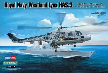 87237, Royal Navy Westland Lynx HAS.3, 1/72, Hobby Boss.