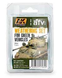 064, Weathering Set fro Green Vehicles 35ml, AK Interactive.
