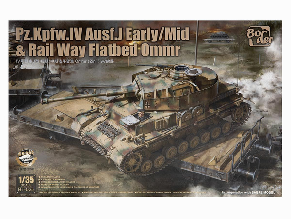 BT-025, Pz.Kpfw.IV Ausf J.Early/Mid & Rail Way Flatbed 0mmr, 1/35, Border.