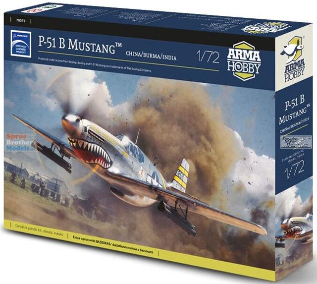 70075, P-51 B Mustang China/Burma/India,1/72, Arma Hobby.
