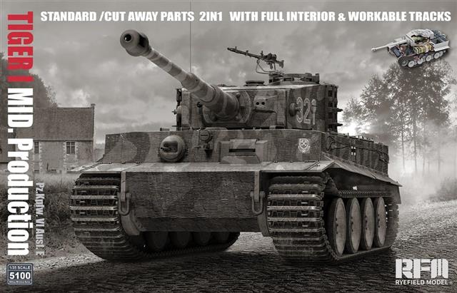 5100, Tiger I MID. Production 1/35, Ryefield Model.